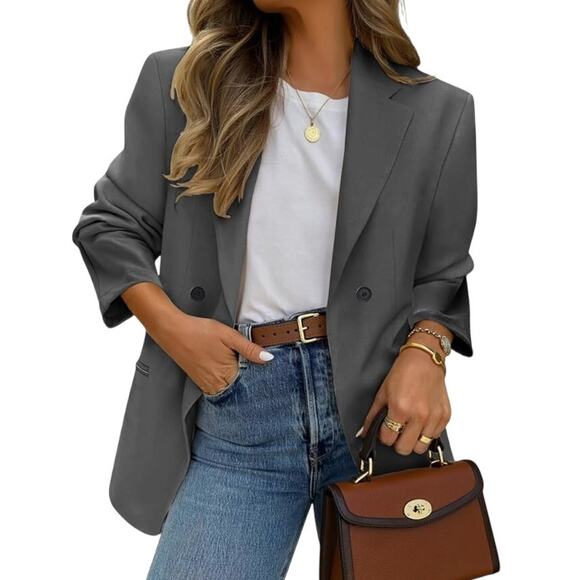 Exlura Women's Large Dark Gray Lightweight Long Sleeve Knit Loose Fit Jacket - Picture 3 of 7